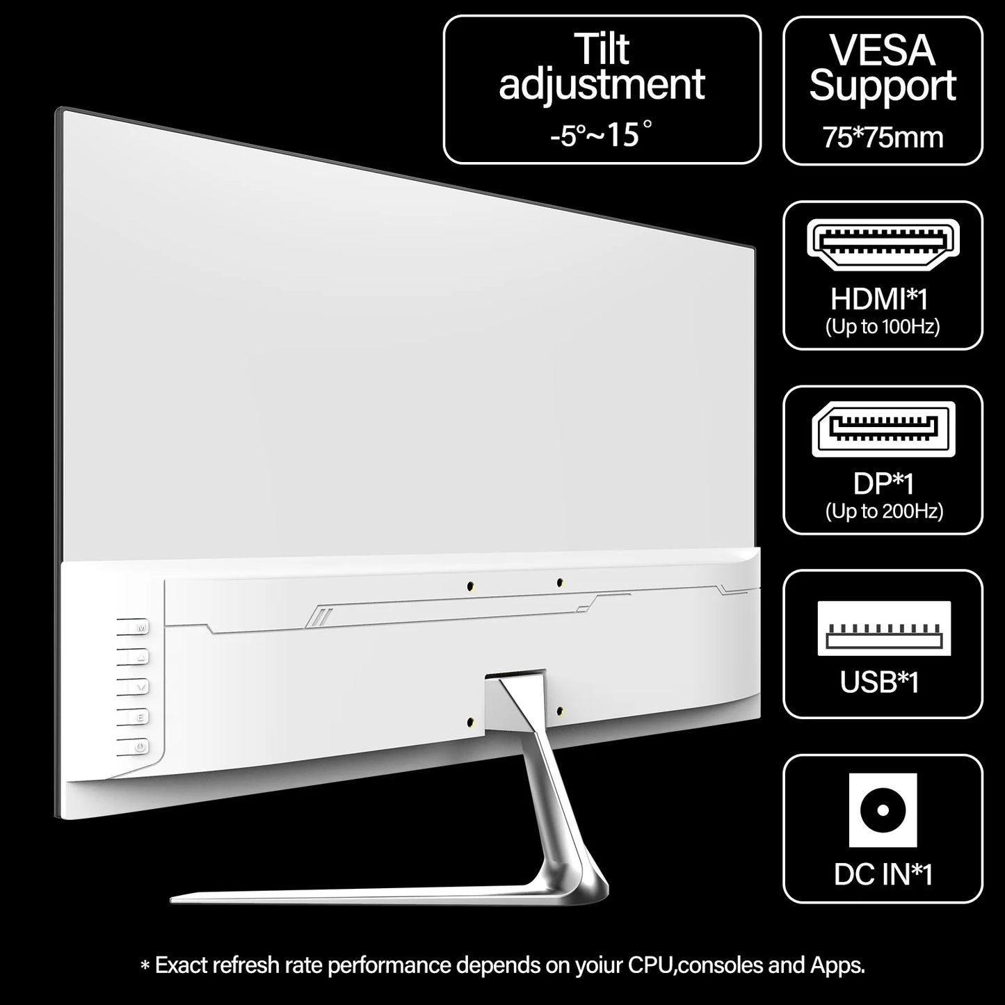 24.5 Inch 200Hz Gaming Monitor FHD 1080P - High Refresh Rate, Versatile for White Computers