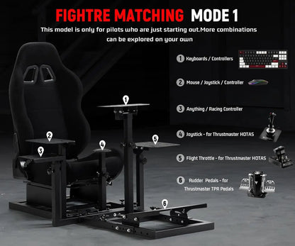 G920 Flight Simulator Cockpit Multifunctional with Seat Compatible with HOTAS Warthog,T150,Pc,Pedal,Handbrake,Throttle,Joystick