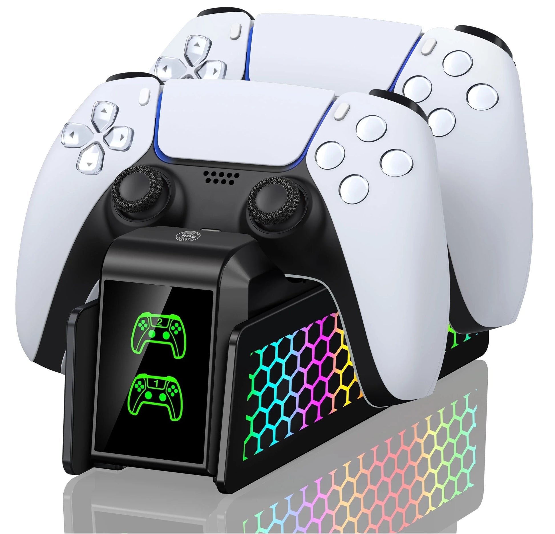 PS5 Controller Charger Station with Dual Fast Charging - Compatible with Elite Controllers, Smart LED Indicators, Safety Protection