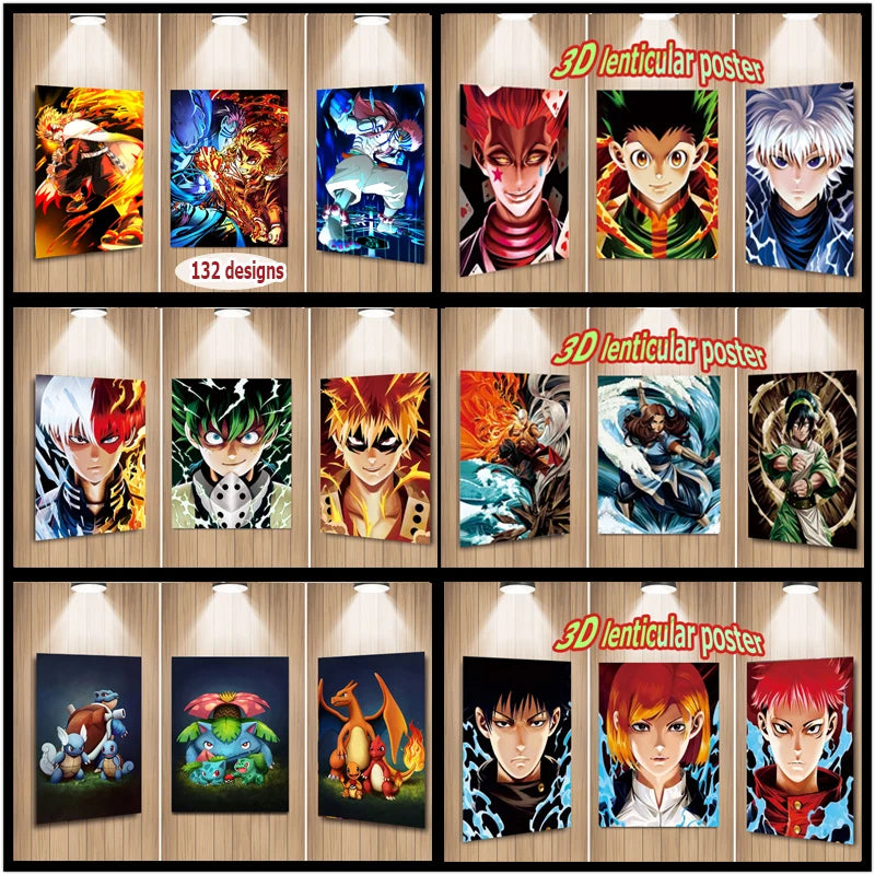 Anime Dragon Ball DIY Decoration 3D Lenticular Poster Toy Art Triple Transition Print Poster Birthday Gifts