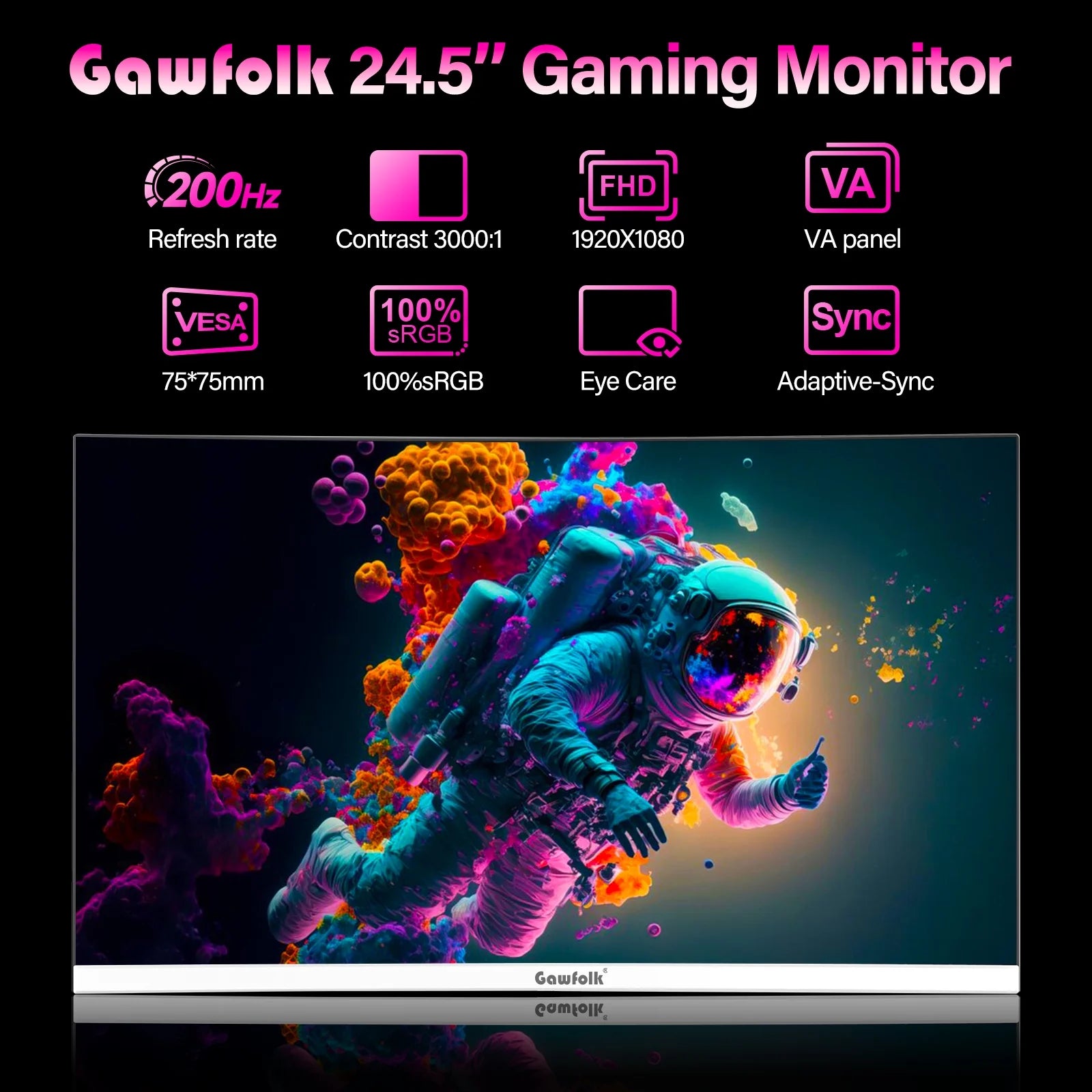 24.5 Inch 200Hz Gaming Monitor FHD 1080P - High Refresh Rate, Versatile for White Computers
